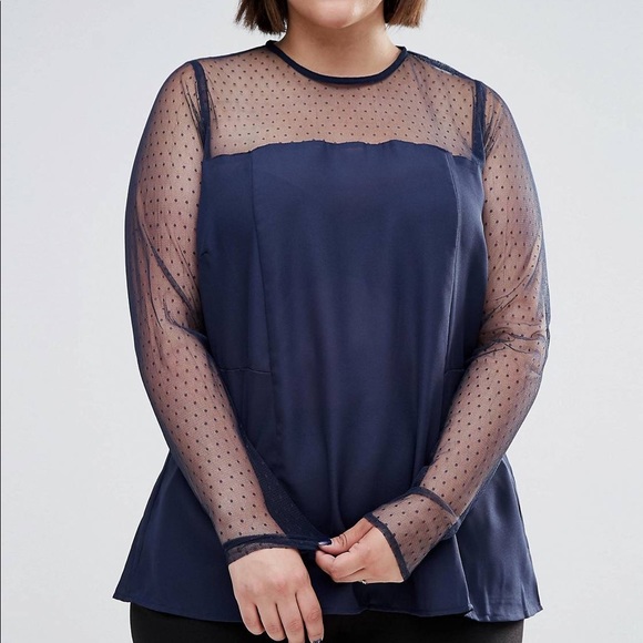 ASOS Junarose | Plus Top with Sheer Sleeves - Picture 3 of 9